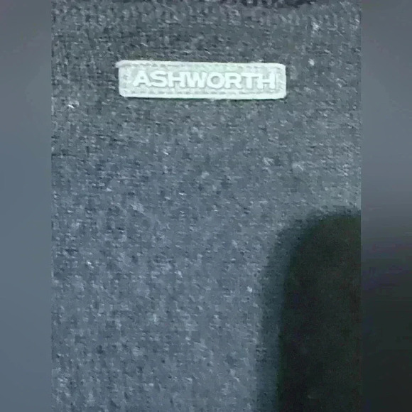 Ashworth Merino Wool Plaid Mens Sweater M Full Zip Black Gray - Picture 5 of 7